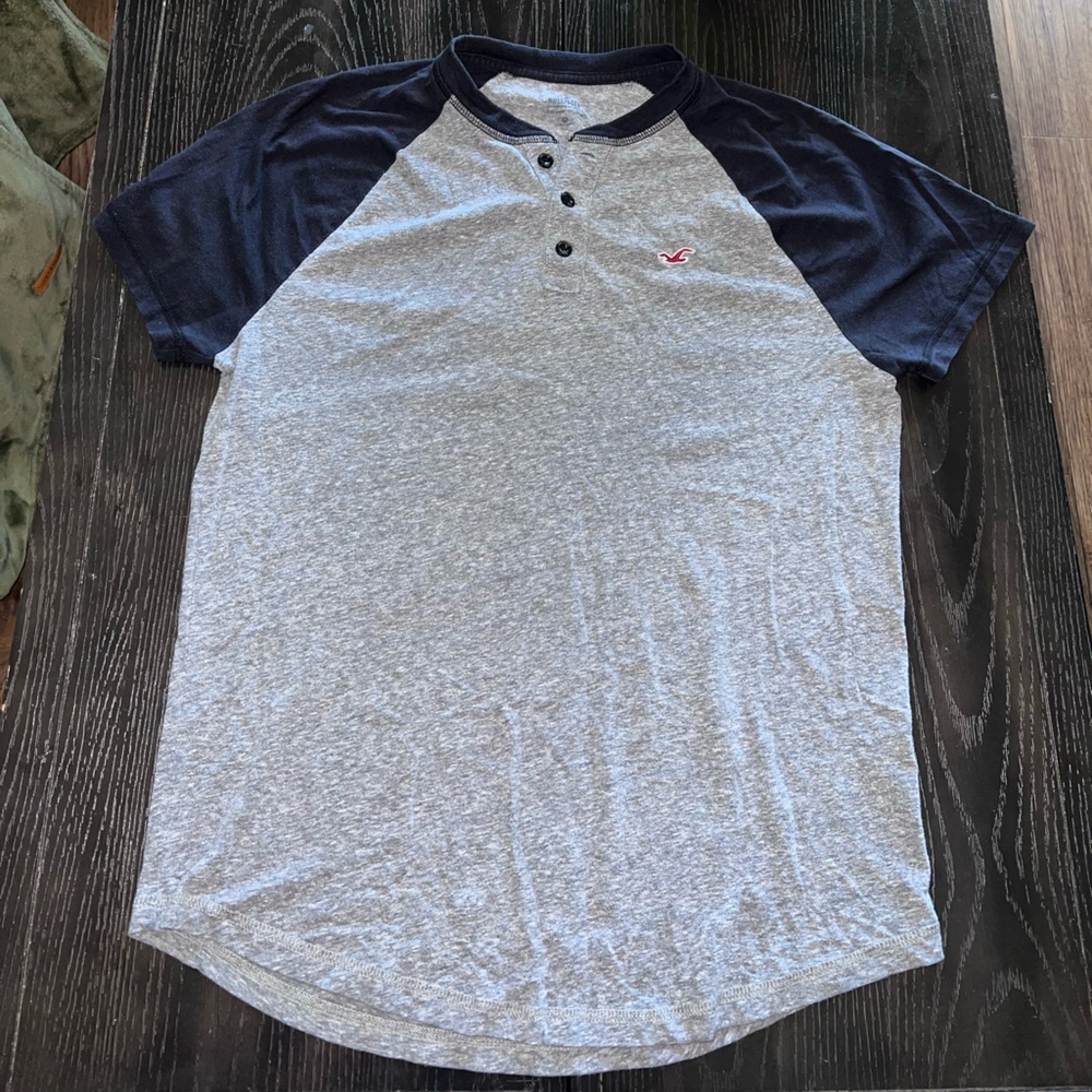 Hollister Gray and Navy Raglan Shirt